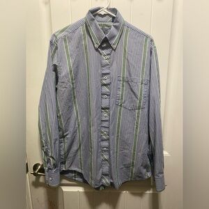Izod Blue and Green Striped Casual Shirt